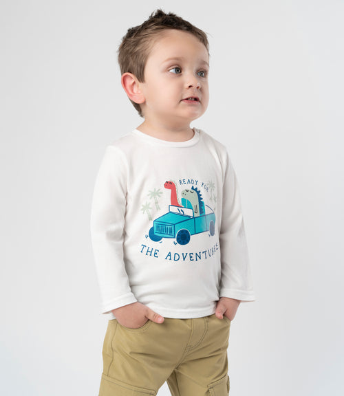 Polera bebé niño aventura 3 meses / Blanco