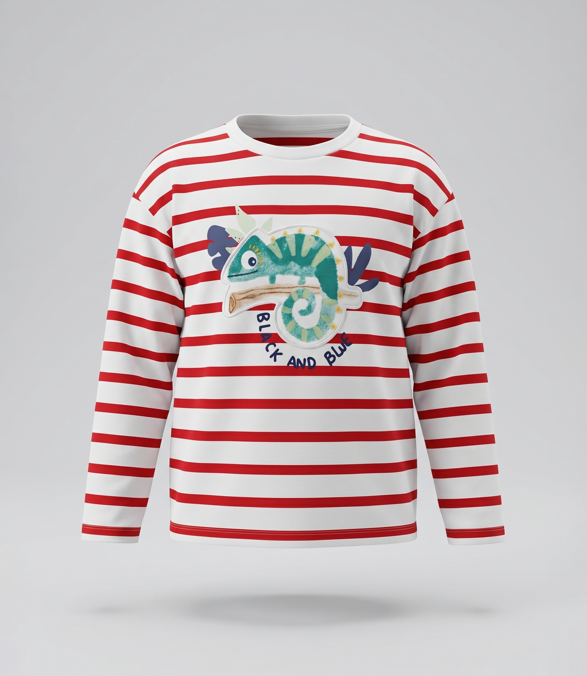 Polera bebé rayado con camaleón 3 meses / Rojo