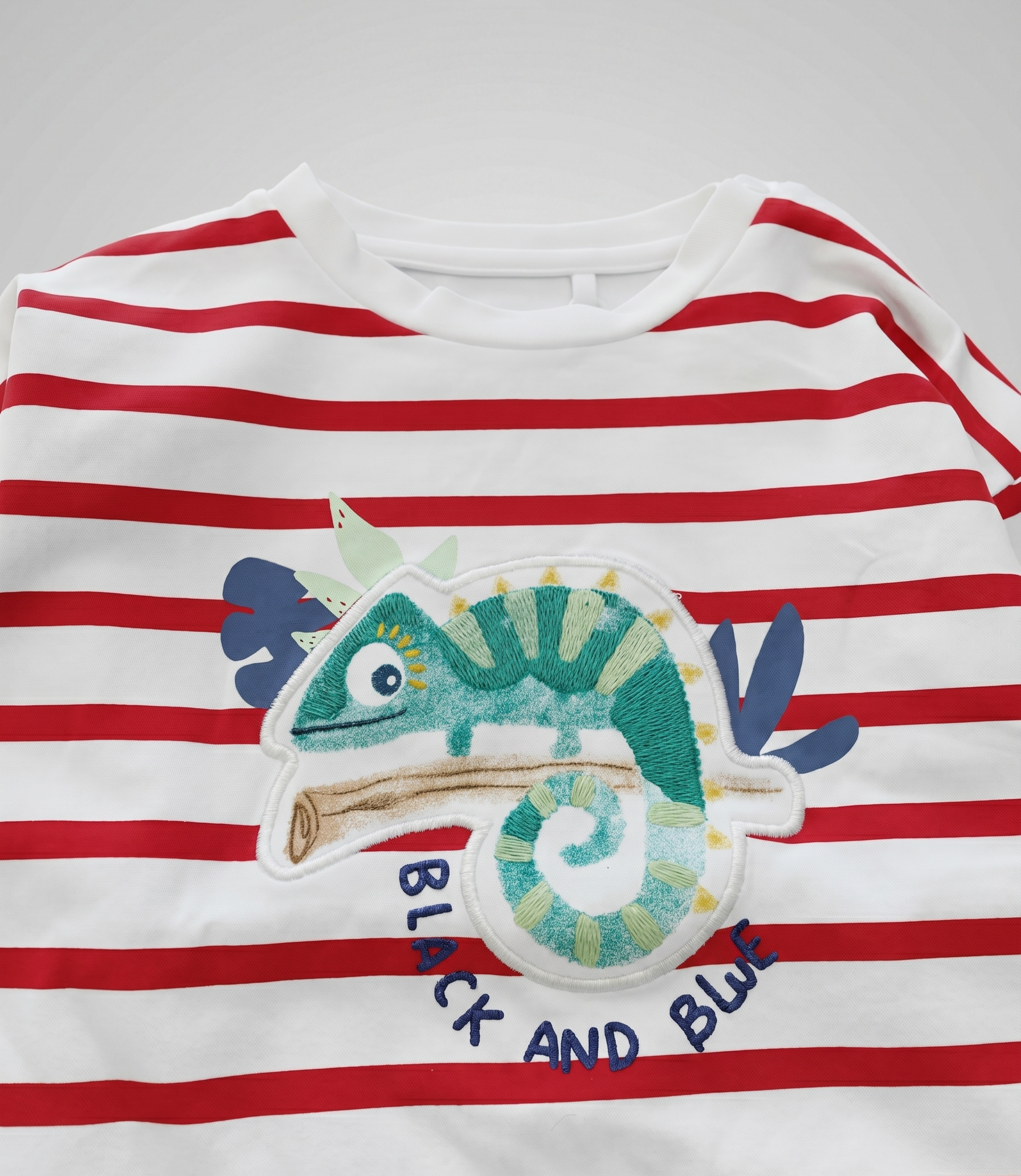 Polera bebé rayado con camaleón 3 meses / Rojo