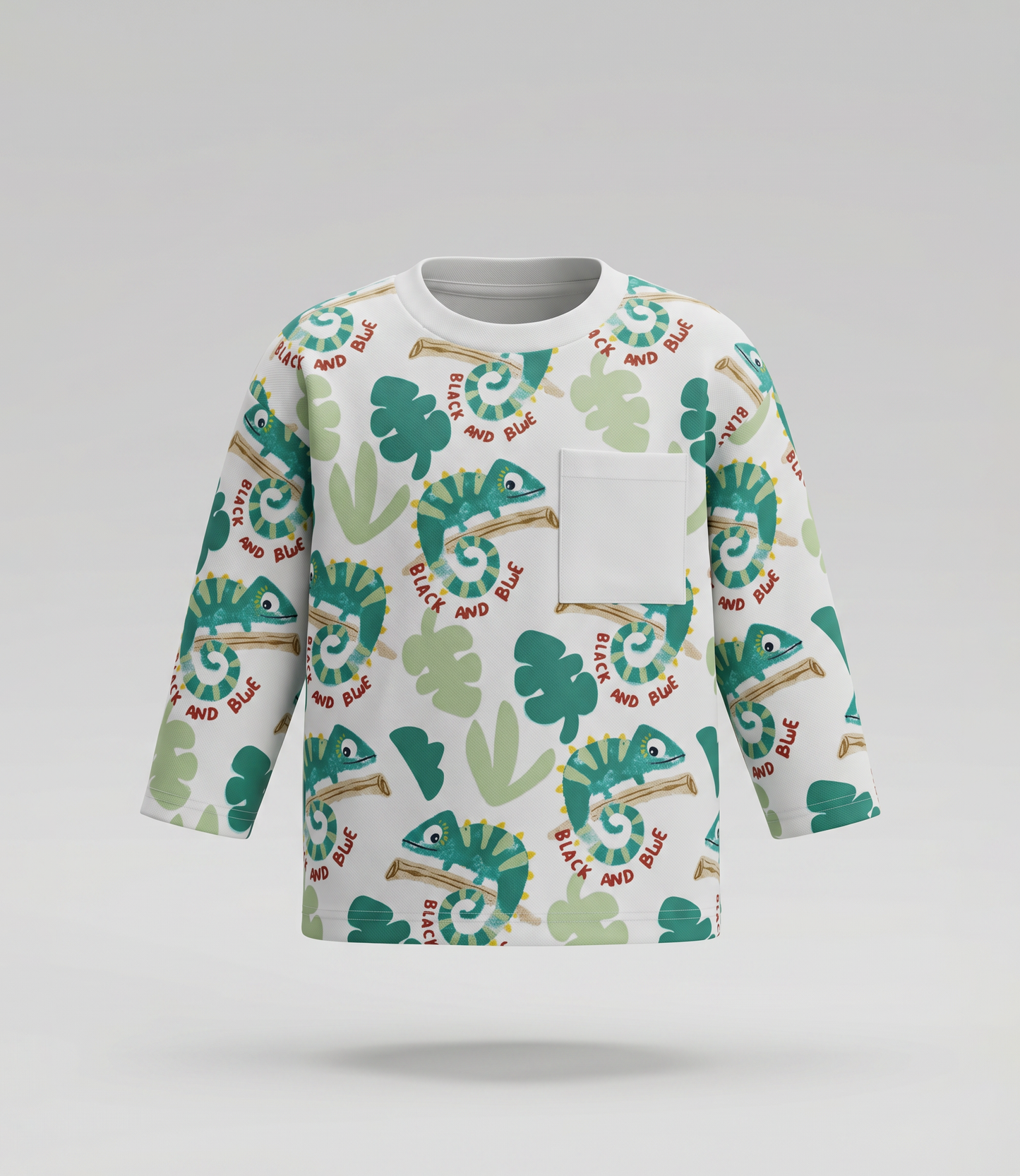 Polera bebé oversize con camaleón 3 meses / Crudo