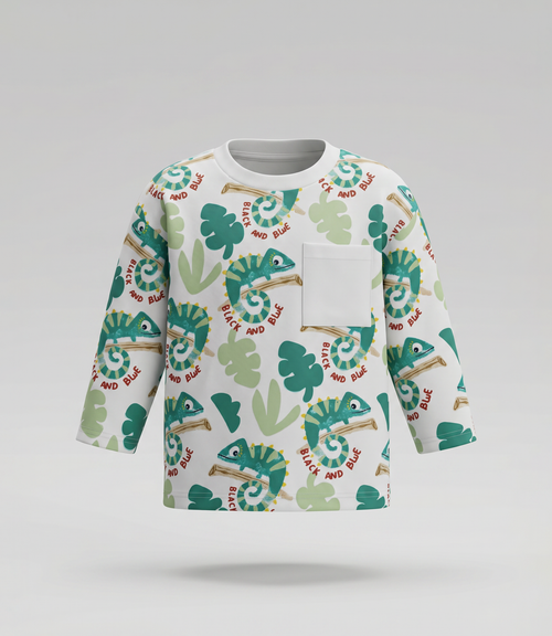 Polera bebé oversize con camaleón 3 meses / Crudo