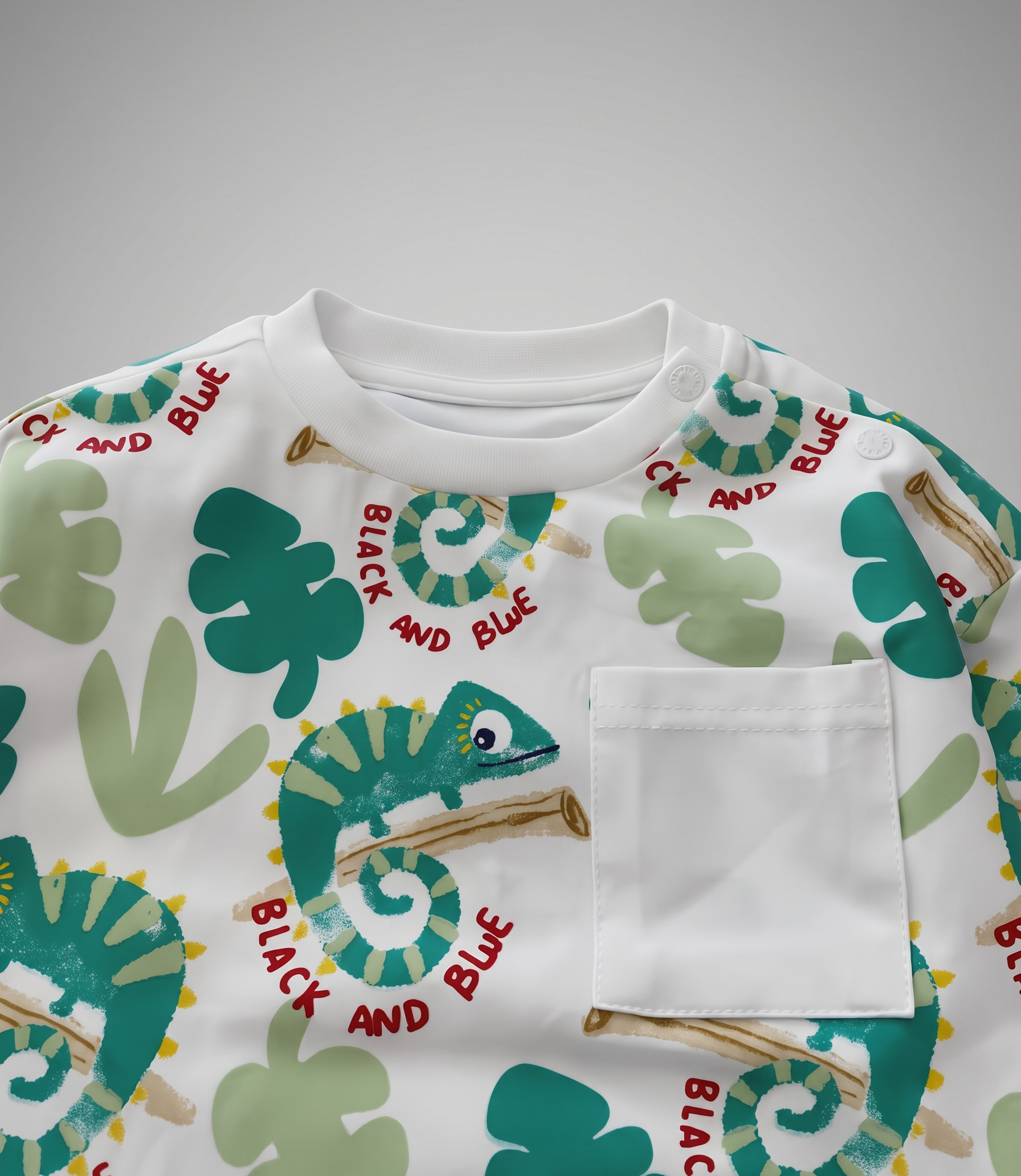 Polera bebé oversize con camaleón 3 meses / Crudo
