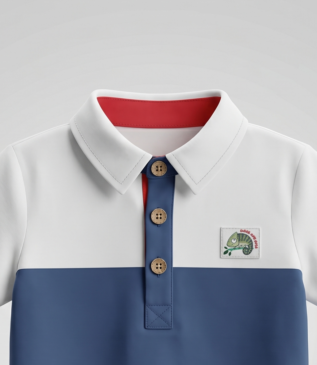 Polera bebé con cuello polo 3 meses / Crudo