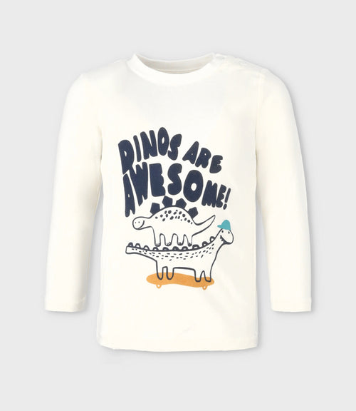 Polera bebé niño con dinosaurios 3 meses / Blanco