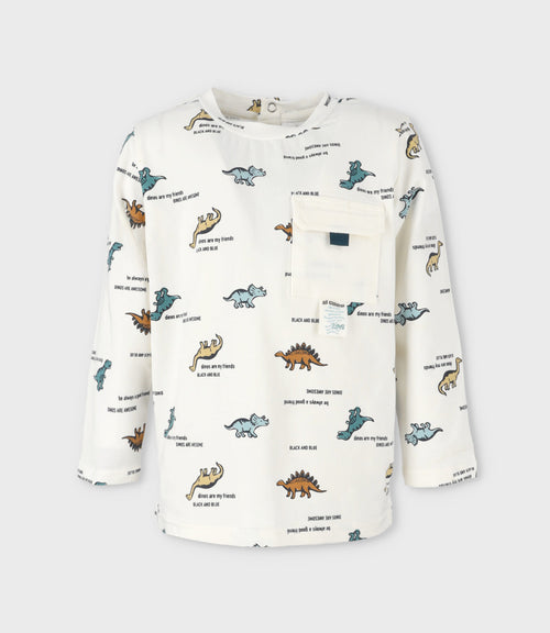 Polera bebé niño con dinosaurios 3 meses / Blanco