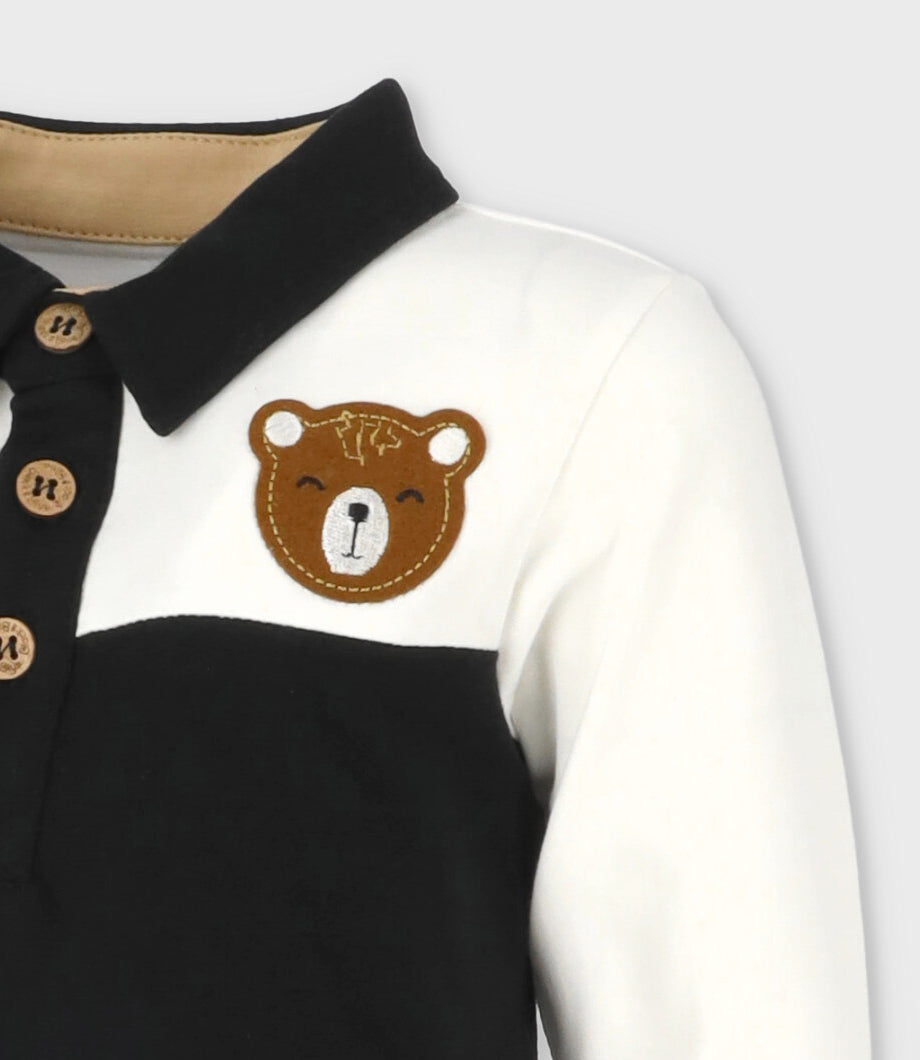 Polera bebé niño con cuello 3 meses / Blanco