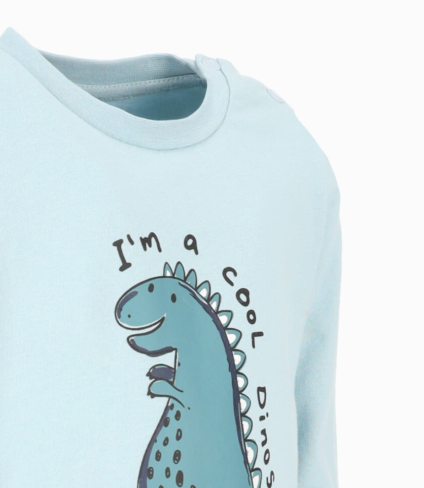 Polera bebé niño con dinosaurios 3 meses / Menta