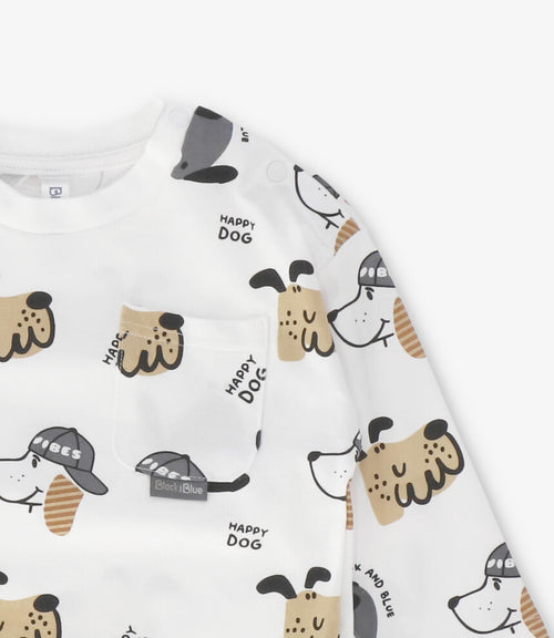 Polera bebé niño happy dog 3 meses / Crudo