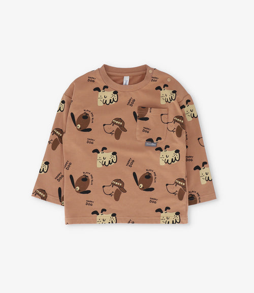 Polera bebé niño happy dog 3 meses / Café