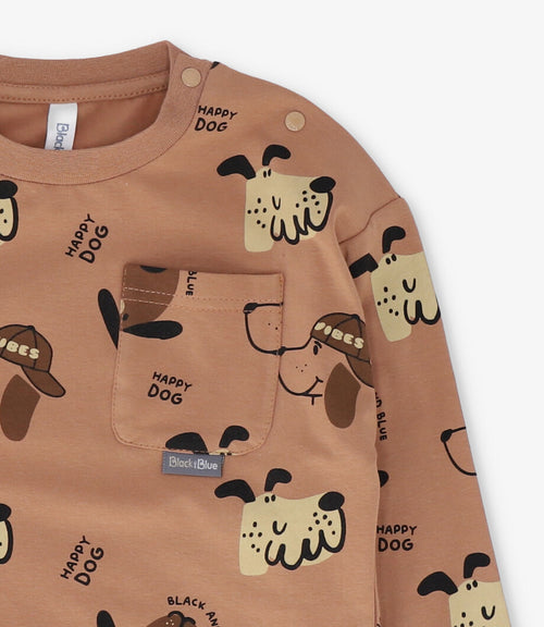 Polera bebé niño happy dog 3 meses / Café