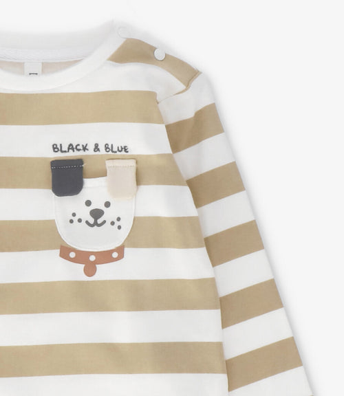 Polera bebé niño con rayas 3 meses / Crudo