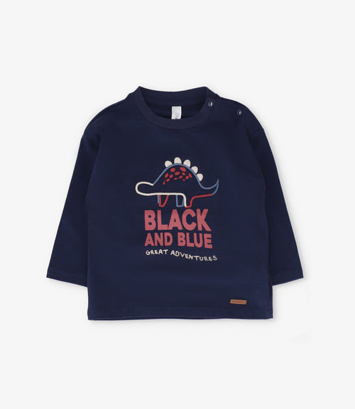 Polera bebé niño dinosaurio 3 meses / Azul Marino