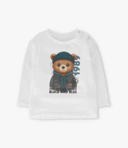 Polera bebé niño con oso 3 meses / Crudo
