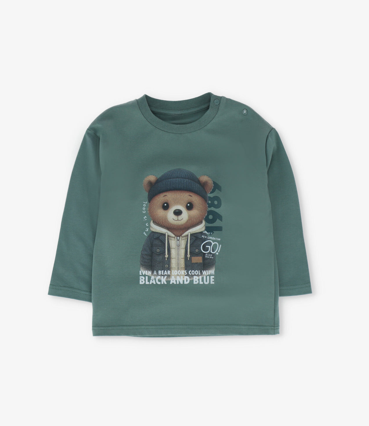 Polera bebé niño con oso 3 meses / Petróleo