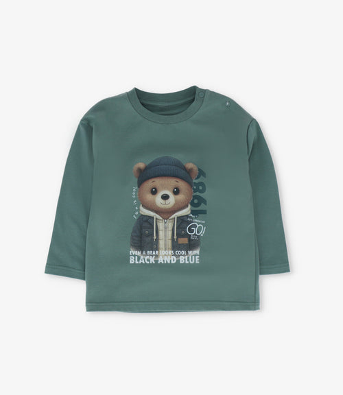 Polera bebé niño con oso 3 meses / Petróleo