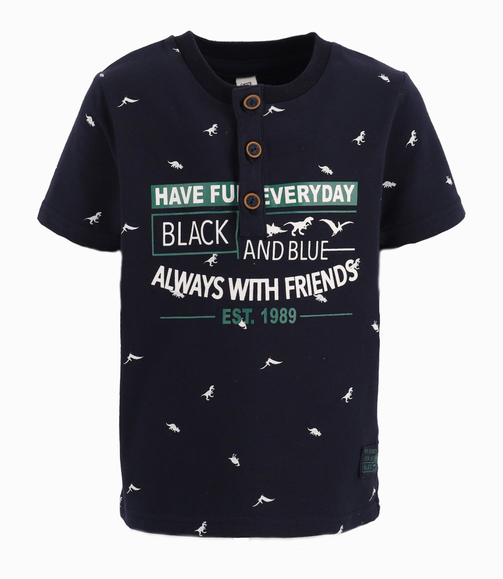 Polera Bebé Con Dinosaurios 3 meses / Azul Marino