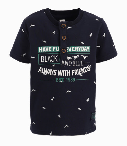 Polera Bebé Con Dinosaurios 3 meses / Azul Marino
