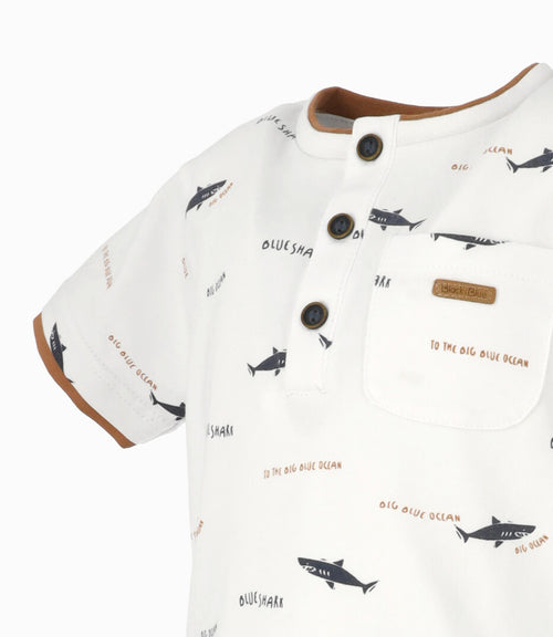Polera bebé con tiburones 3 meses / Blanco