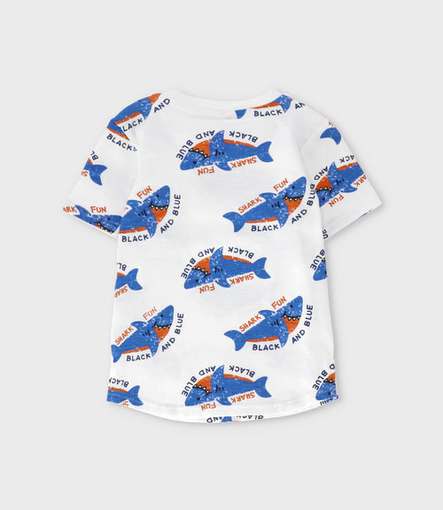 Polera bebé niño con tiburones 3 meses / Blanco