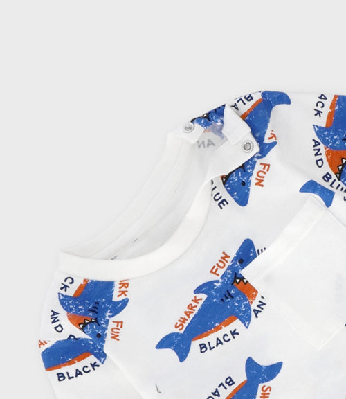 Polera bebé niño con tiburones 3 meses / Blanco