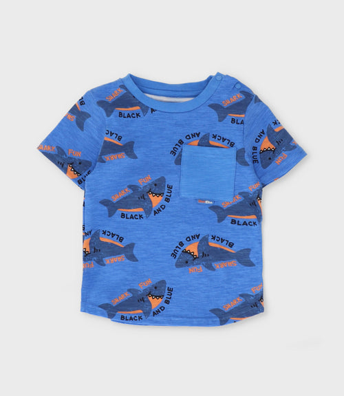 Polera bebé niño con tiburones 3 meses / Blanco