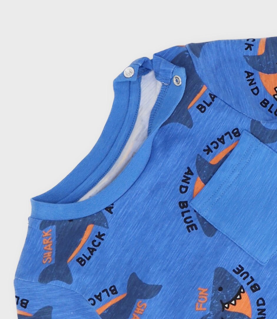 Polera bebé niño con tiburones 3 meses / Blanco