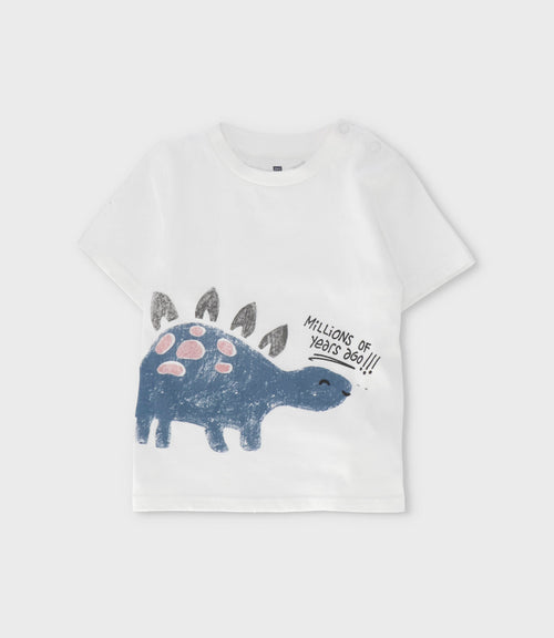 Polera bebé niño con dinosaurio 3 meses / Blanco