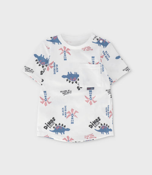 Polera bebé niño dinos 3 meses / Blanco
