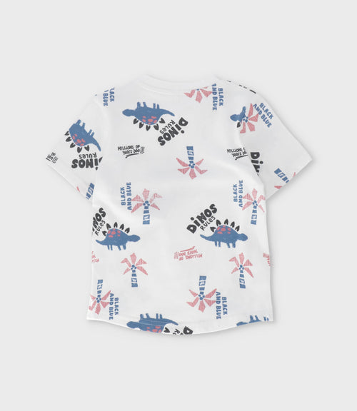 Polera bebé niño dinos 3 meses / Blanco