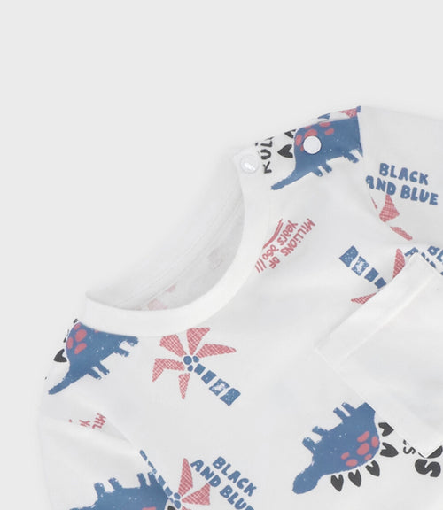 Polera bebé niño dinos 3 meses / Blanco