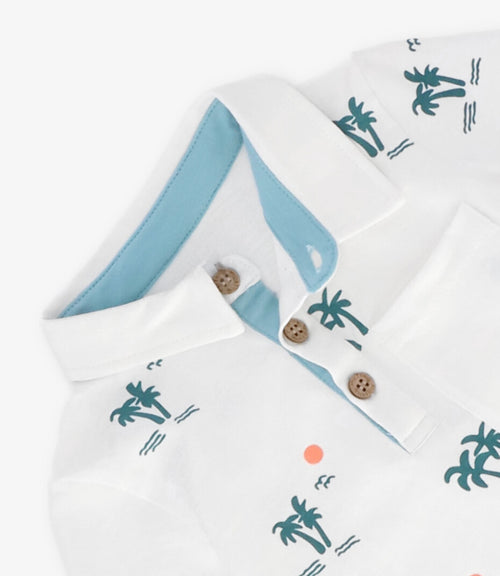 Polera bebé niño con cuello 3 meses / Crudo