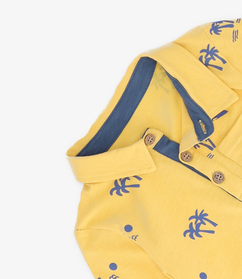 Polera bebé niño con cuello 3 meses / Mostaza