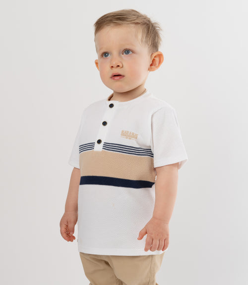 Polera bebé niño con botones 3 meses / Crudo