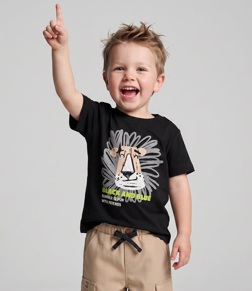 Polera bebé niño león 12 años / Negro