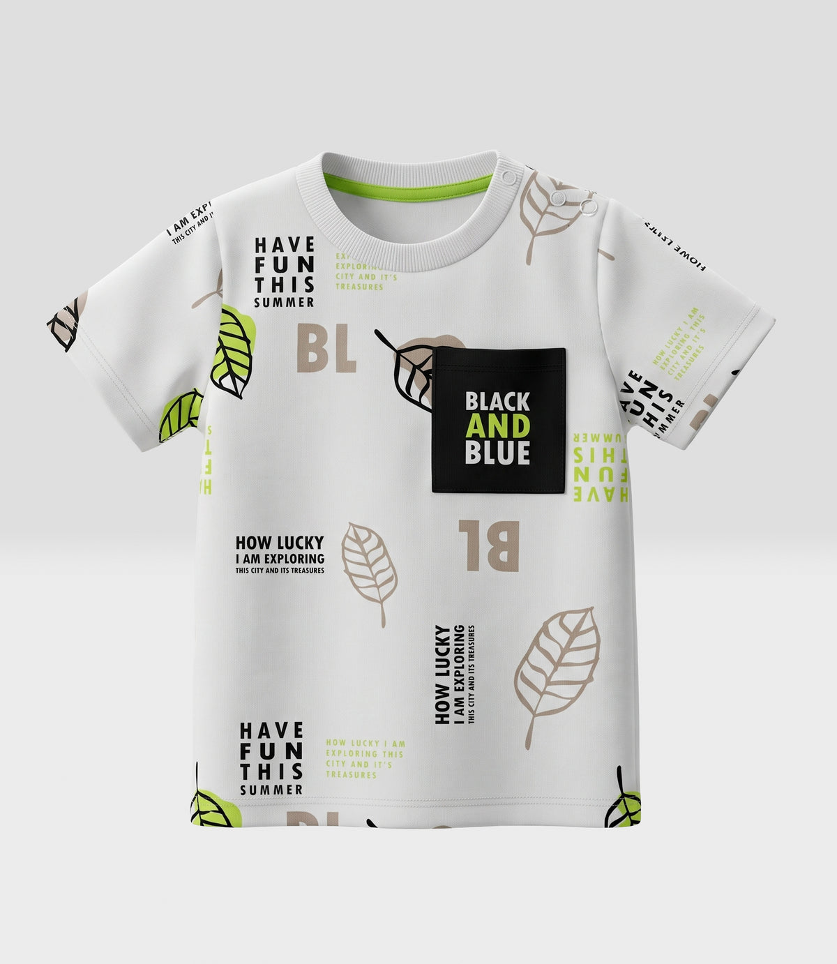 Polera bebé niño hojas 3 meses / Crudo