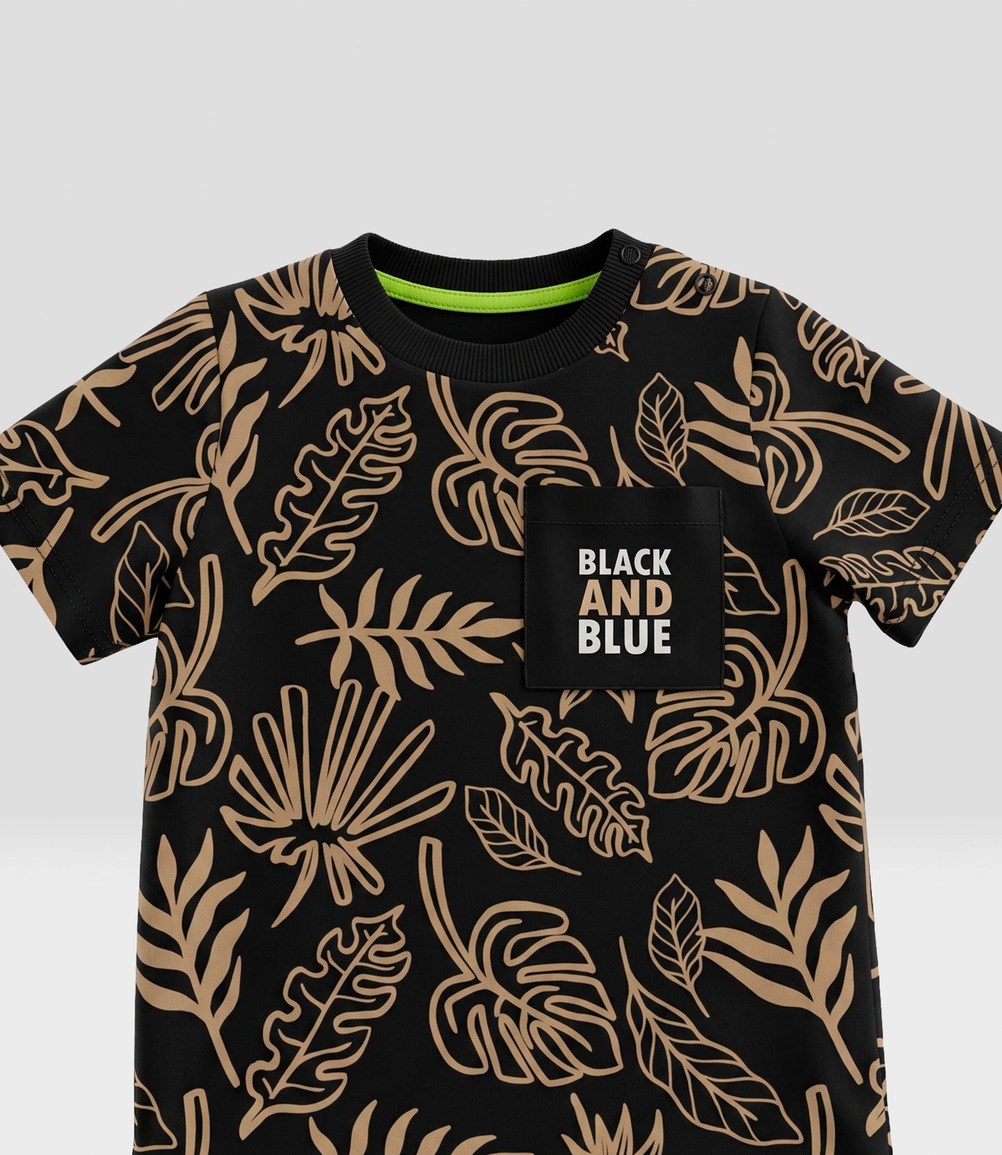 Polera bebé niño hojas 3 meses / Negro