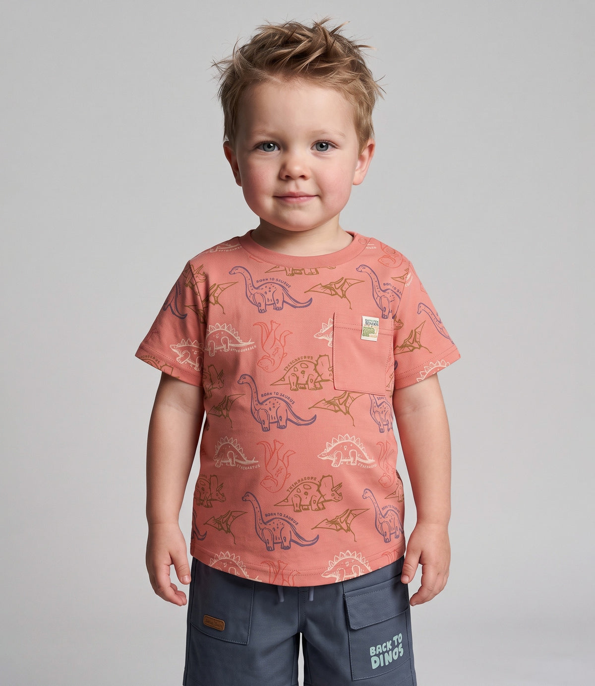 Polera bebé niño dinosaurios 24 meses / Naranjo