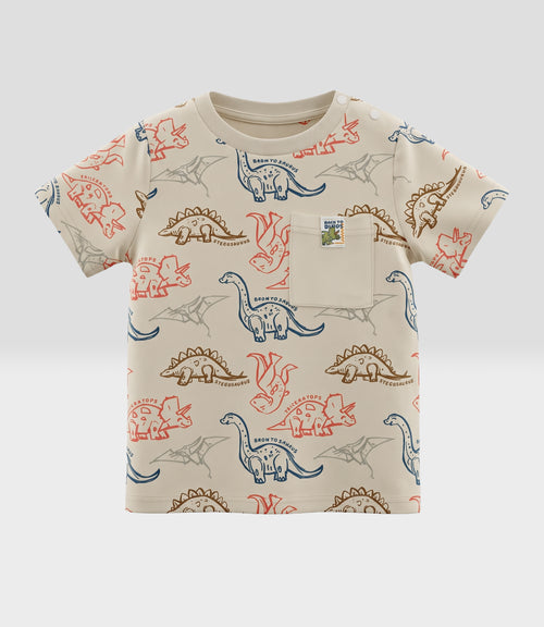 Polera bebé niño dinosaurios 3 meses / Beige