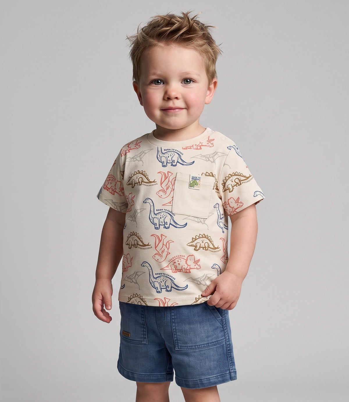 Polera bebé niño dinosaurios 3 meses / Beige