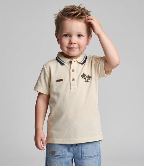 Polera bebé niño polo 3 meses / Crudo