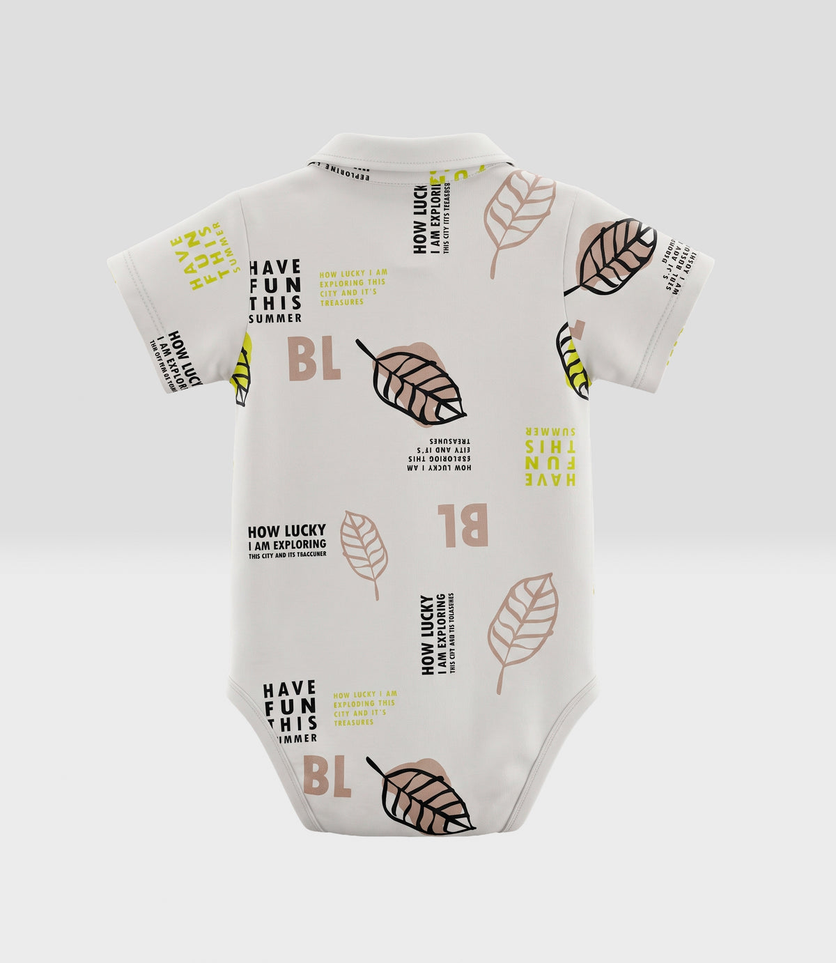 Body bebé niño con hojas 3 meses / Crudo