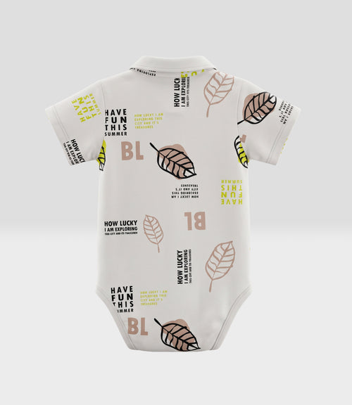 Body bebé niño con hojas 3 meses / Crudo