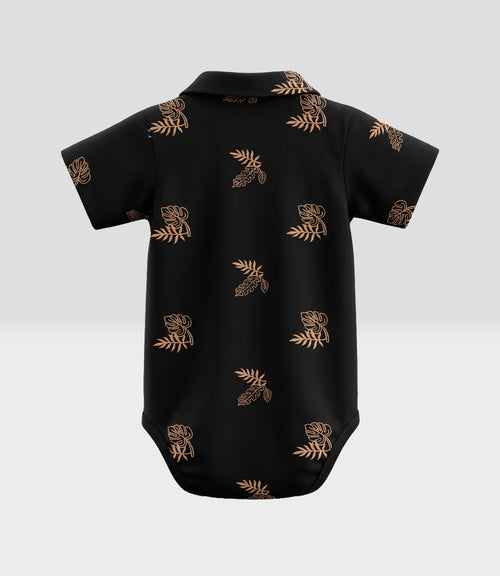 Body bebé niño con hojas 3 meses / Negro