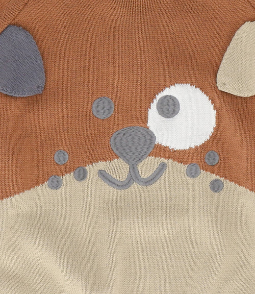 Chaleco bebé niño con perrito 3 meses / Café