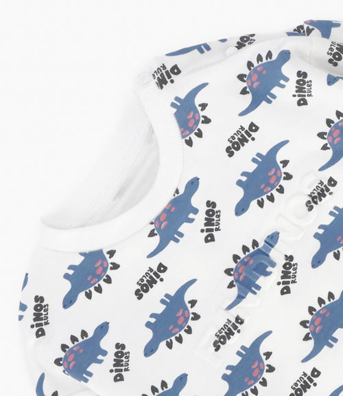 Polerón bebé niño fun dinos 3 meses / Blanco