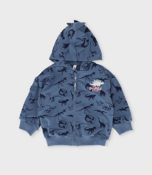 Polerón bebé niño de dinosaurio 3 meses / Azul