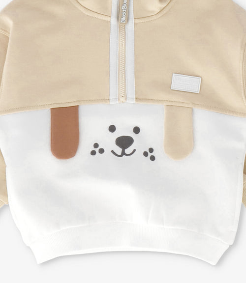 Polerón bebé niño medio cierre 3 meses / Beige