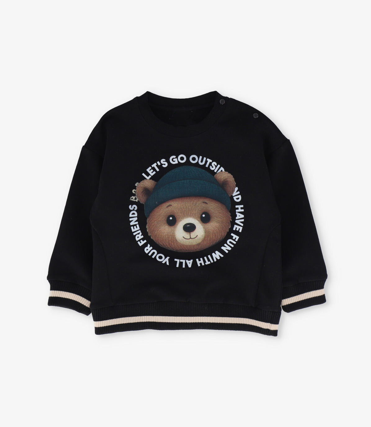 Polerón bebé niño con oso 3 meses / Negro