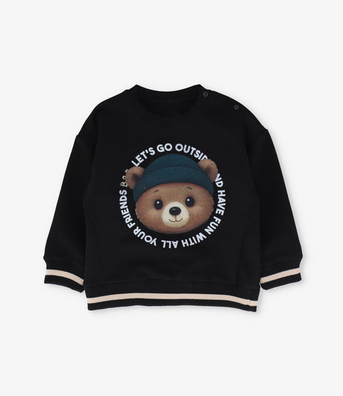 Polerón bebé niño con oso 3 meses / Negro