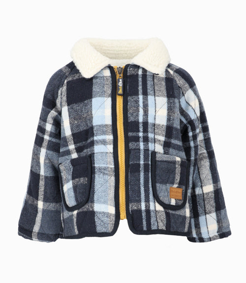 Abrigo bebé niño cuadrillé 3 meses / Azul Marino